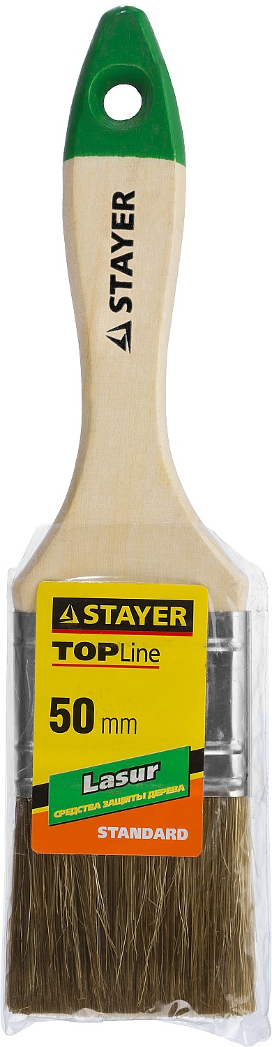 STAYER LASUR, 50 мм, 2″, смешанная щетина, деревянная ручка, для высокотекучих ЛКМ, плоская кисть (01031-50) — фото 4