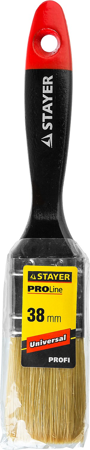 STAYER Universal, 38 мм, 1.5″, светлая, натуральная щетина, деревянная ручка, все виды ЛКМ, плоская кисть, Professional (0104-038) — фото 3
