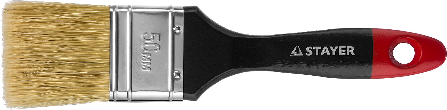 STAYER Universal, 50 мм, 2″, светлая, натуральная щетина, деревянная ручка, все виды ЛКМ, плоская кисть, Professional (0104-050) — фото 3