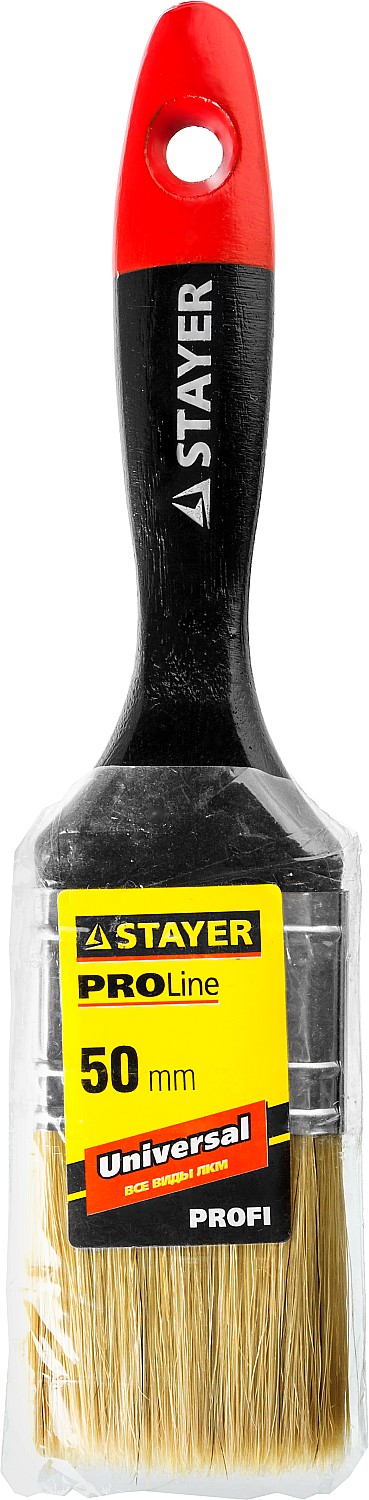 STAYER Universal, 50 мм, 2″, светлая, натуральная щетина, деревянная ручка, все виды ЛКМ, плоская кисть, Professional (0104-050) — фото 4