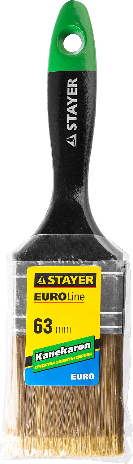 STAYER KANEKARON-EURO, 63 мм, 2.5″, искусственная щетина, деревянная ручка, для высокотекучих ЛКМ, плоская кисть (0106-063) — фото 2