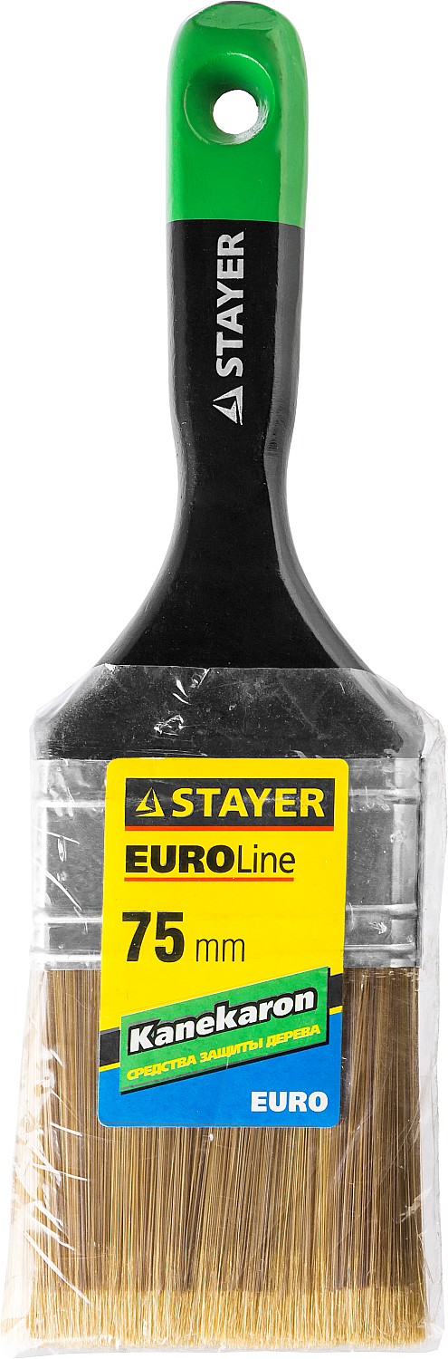 STAYER KANEKARON-EURO, 75 мм, 3″, искусственная щетина, деревянная ручка, для высокотекучих ЛКМ, плоская кисть (0106-075) — фото 2