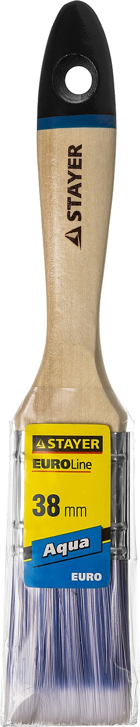 STAYER AQUA, 38 мм, 1.5″, искусственная щетина, деревянная ручка для воднодисперсионных и акриловых ЛКМ, плоская кисть (01062-038) — фото 2