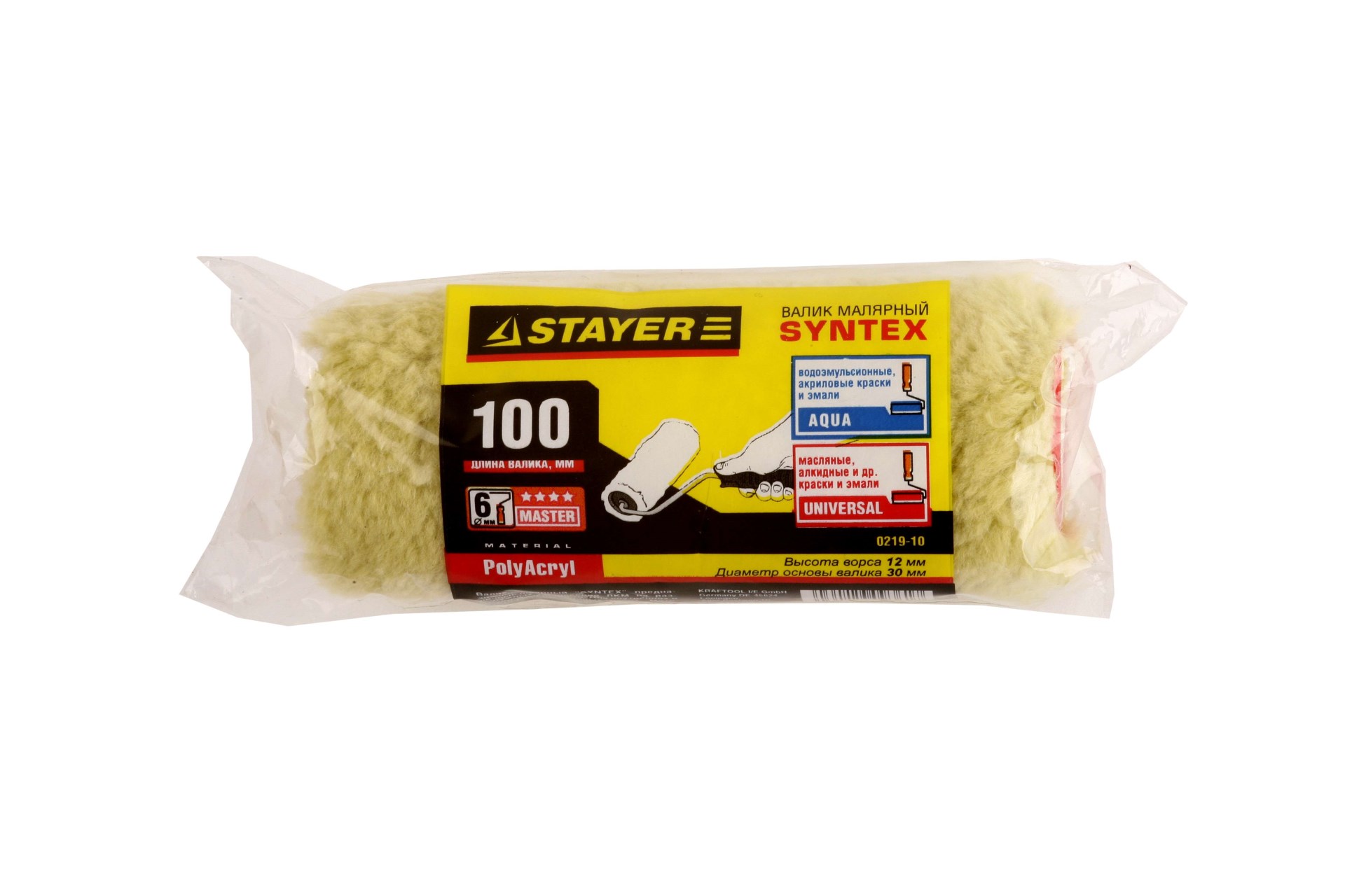 STAYER SYNTEX, 30 х 100 мм, бюгель 6 мм, ворс 12 мм, полиакрил, все виды ЛКМ, малярный ролик (0219-10) — фото 2
