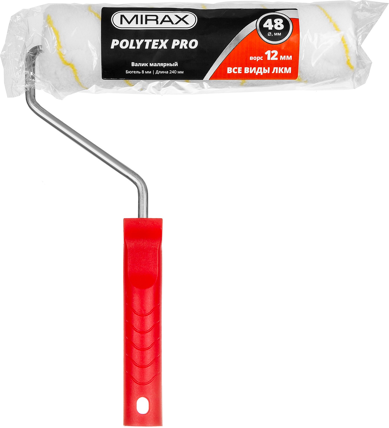 MIRAX POLYTEX PRO, 48 х 240 мм, бюгель 8 мм, ворс 12 мм, полиакрил/полиэстер, все виды ЛКМ, малярный валик (03816-24) — фото 3
