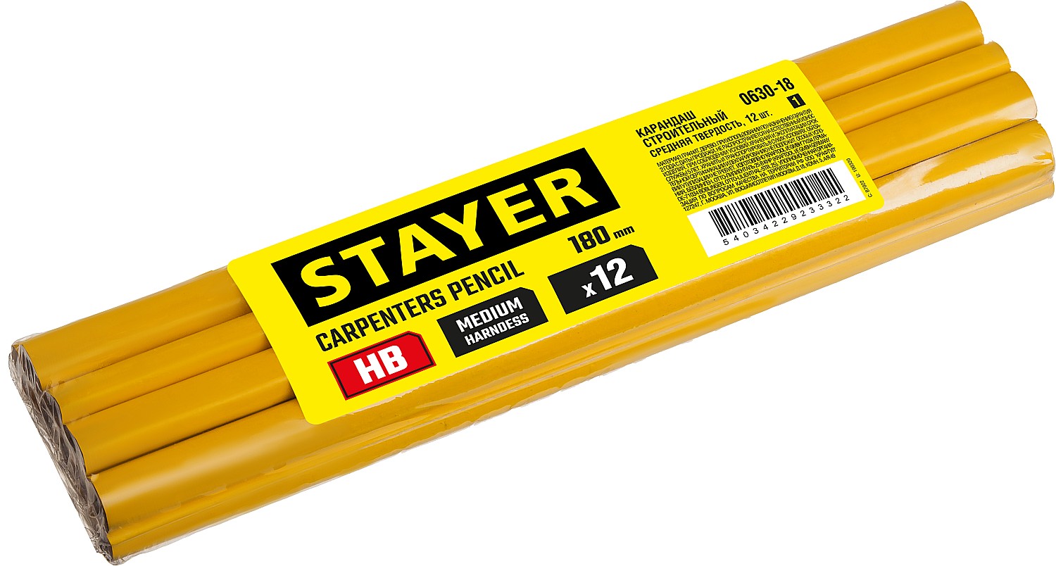 STAYER 180 мм, HB, строительный карандаш плотника (0630-18) — фото 4