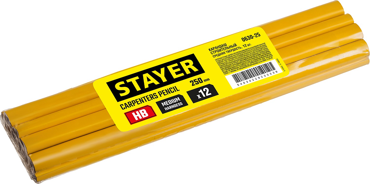 STAYER 250 мм, HB, строительный карандаш плотника (0630-25) — фото 3