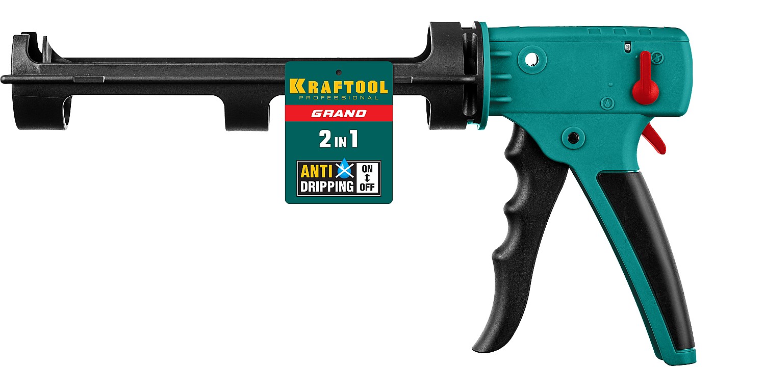 KRAFTOOL GRAND 2-in-1 310 мл, антикапельная система, скелетный пистолет для герметика (06674) — фото 8