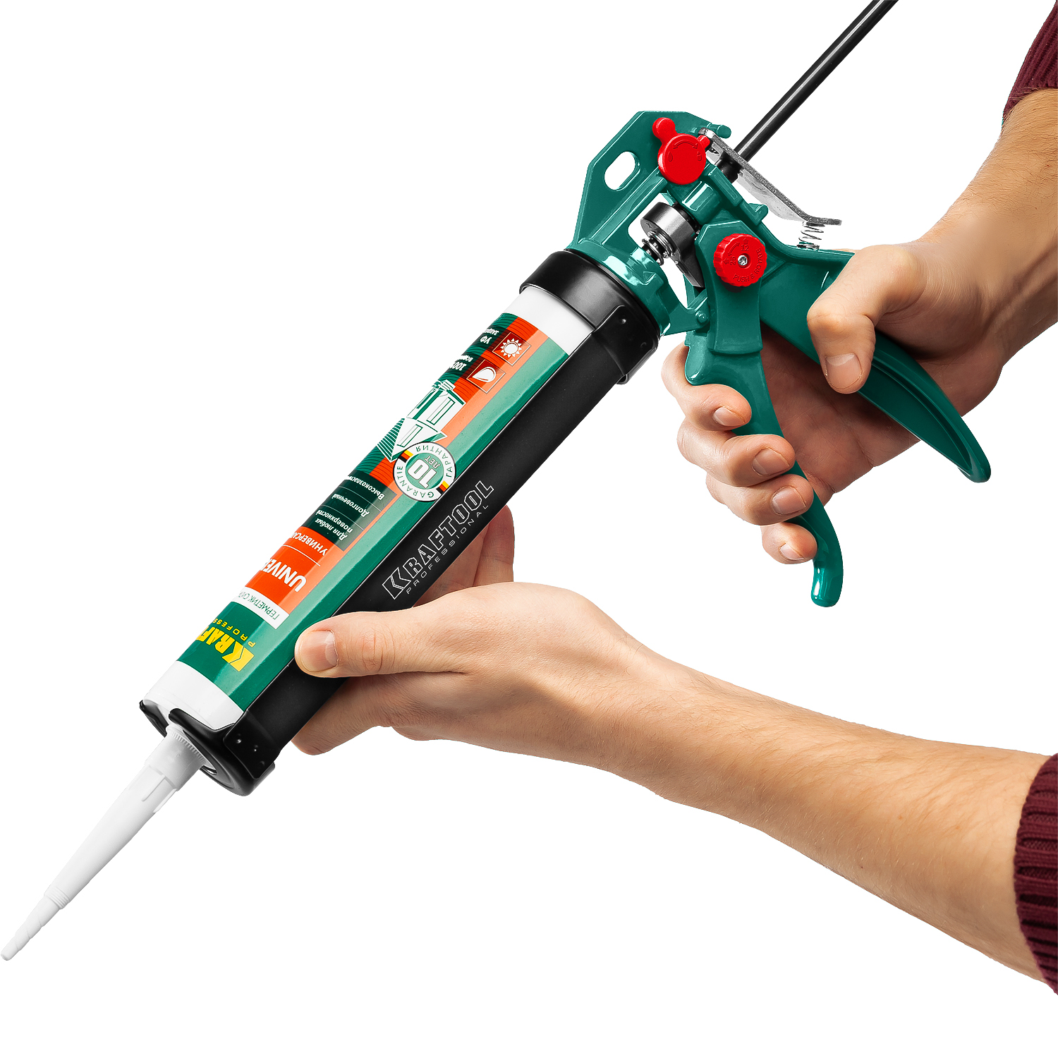 KRAFTOOL EXPERT 4-in-1 310 мл, антикапельная система, регулировка силы давления, усиленный скелетный поворотный пистолет для герметика (06675) — фото 6