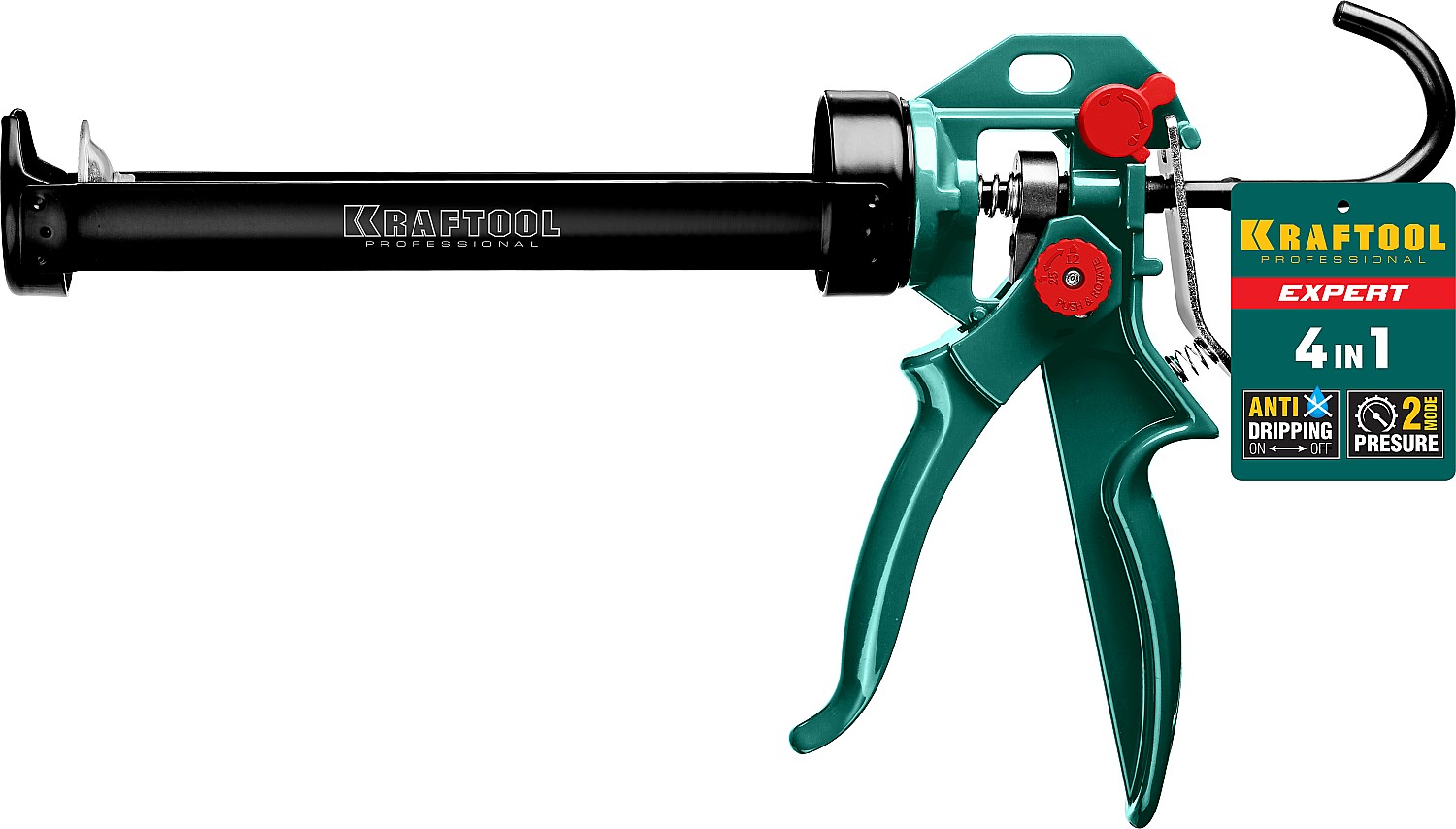 KRAFTOOL EXPERT 4-in-1 310 мл, антикапельная система, регулировка силы давления, усиленный скелетный поворотный пистолет для герметика (06675) — фото 7