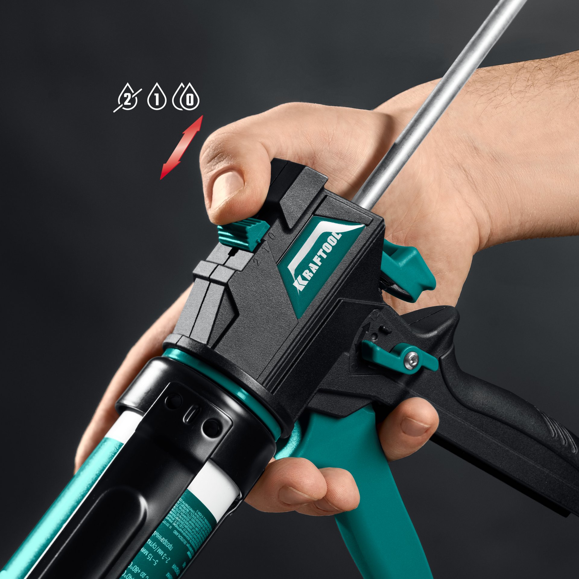 KRAFTOOL ULTRA 310 мл, вариативная антикапельная система, регулировка силы давления, усиленный cкелетный поворотный пистолет для герметика (06679) — фото 6