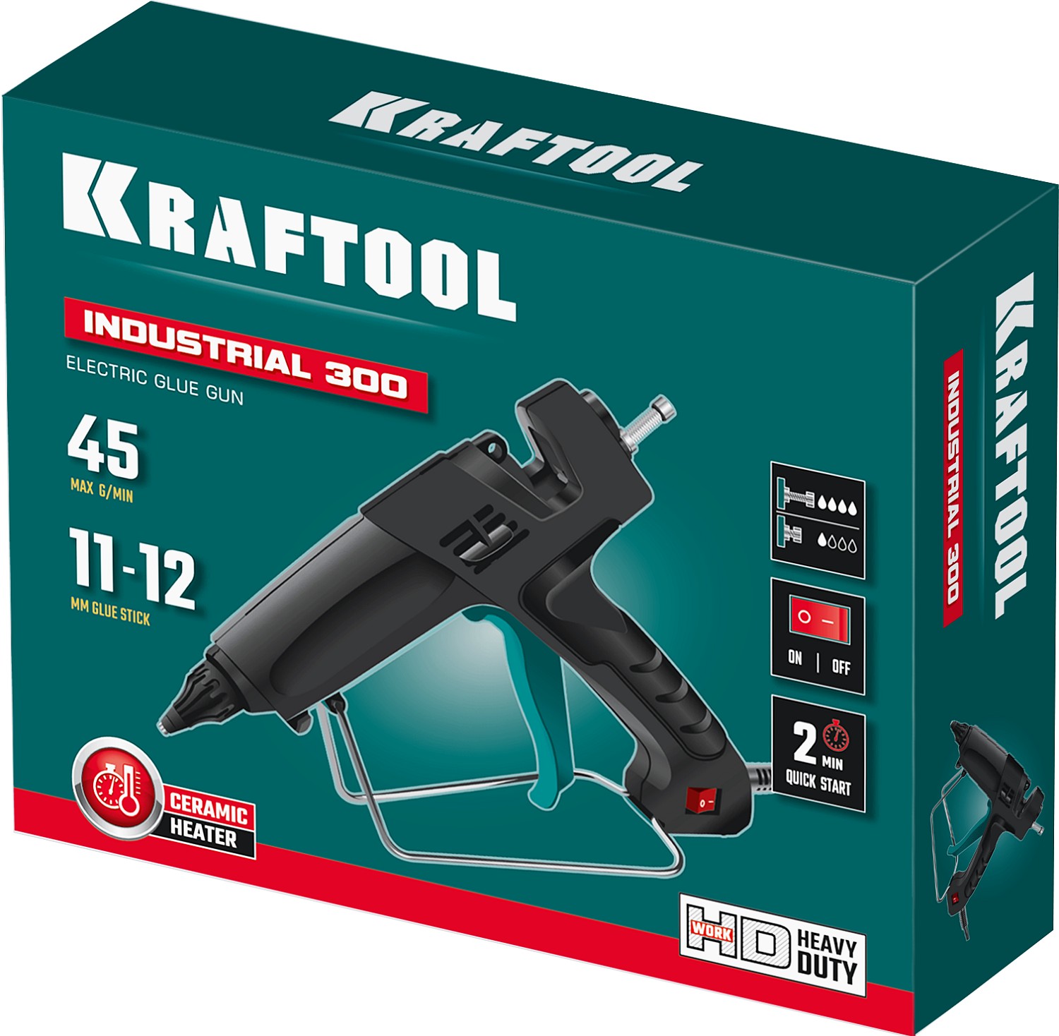 KRAFTOOL Industrial 300, d 11 - 12 мм, 45 г/мин, электрический термоклеевой пистолет (06842) — фото 16