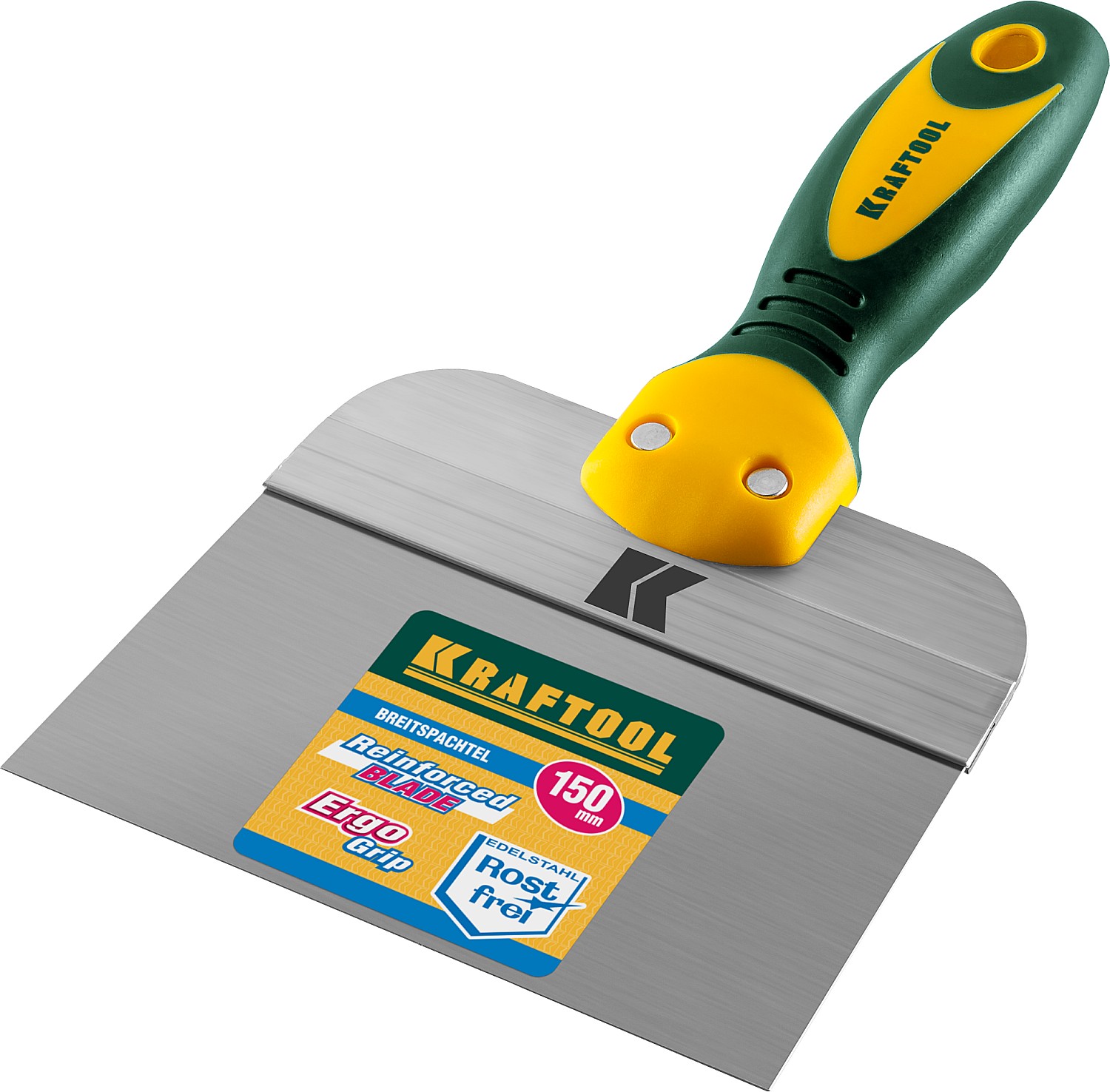 KRAFTOOL 150 мм, широкое полотно, алюминиевая направляющая, двухкомпонентная ручка, нержавеющий, фасадный шпатель (10036-150) — фото 5