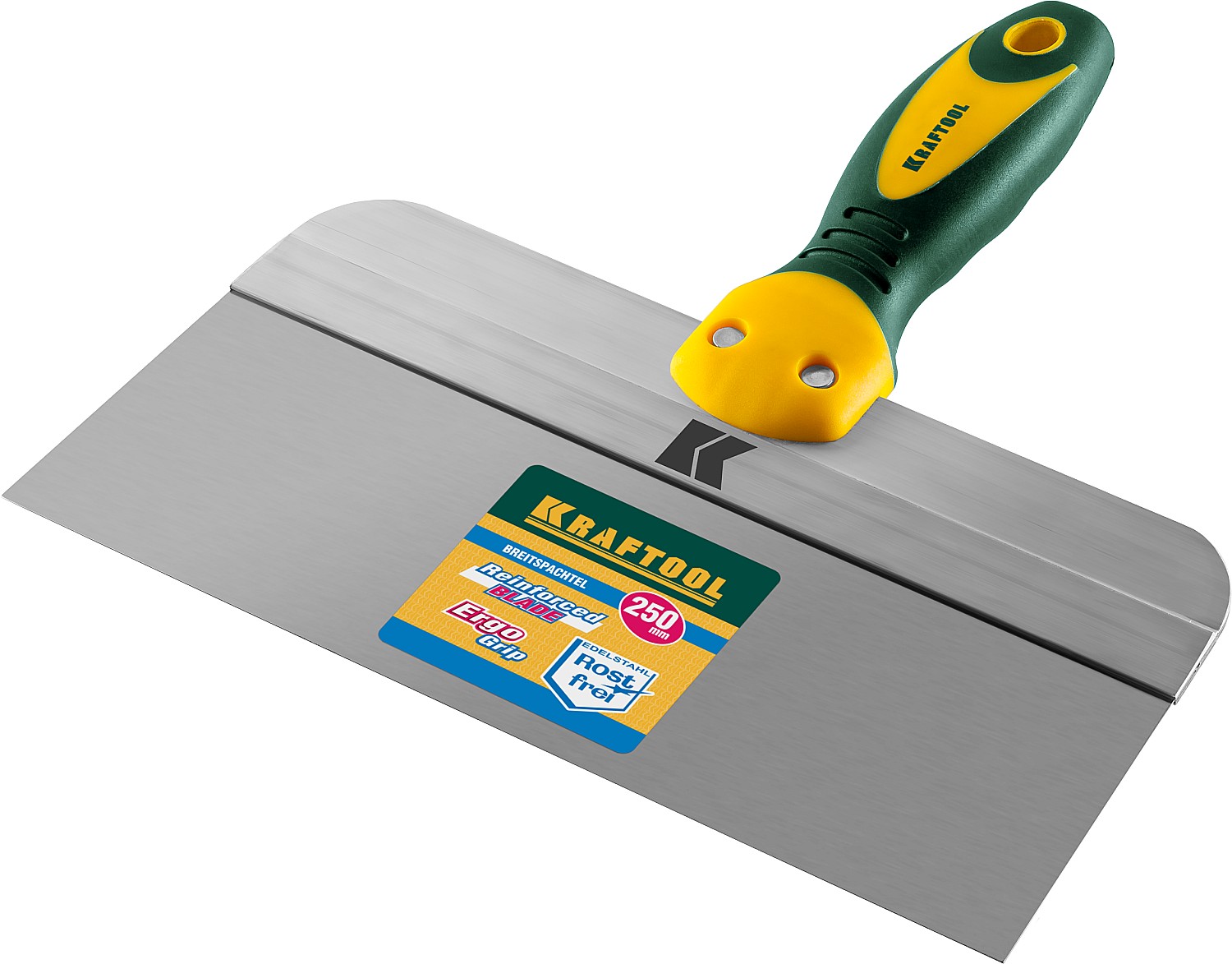 KRAFTOOL 250 мм, широкое полотно, алюминиевая направляющая, двухкомпонентная ручка, нержавеющий, фасадный шпатель (10036-250) — фото 5