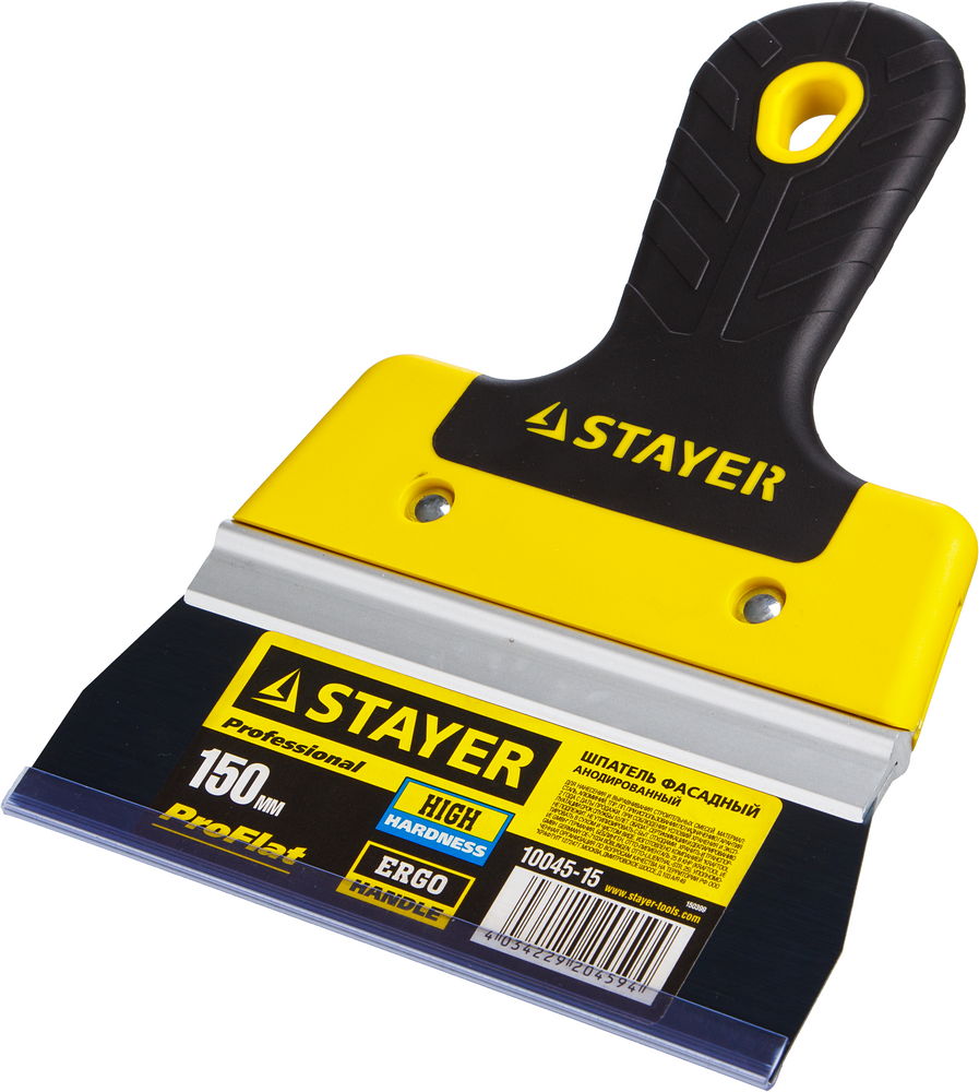 STAYER PROFlat, 150 мм, усиленная алюминиевая направляющая, двухкомпонентная ручка, анодированный, фасадный шпатель, Professional (10045-15) — фото 4