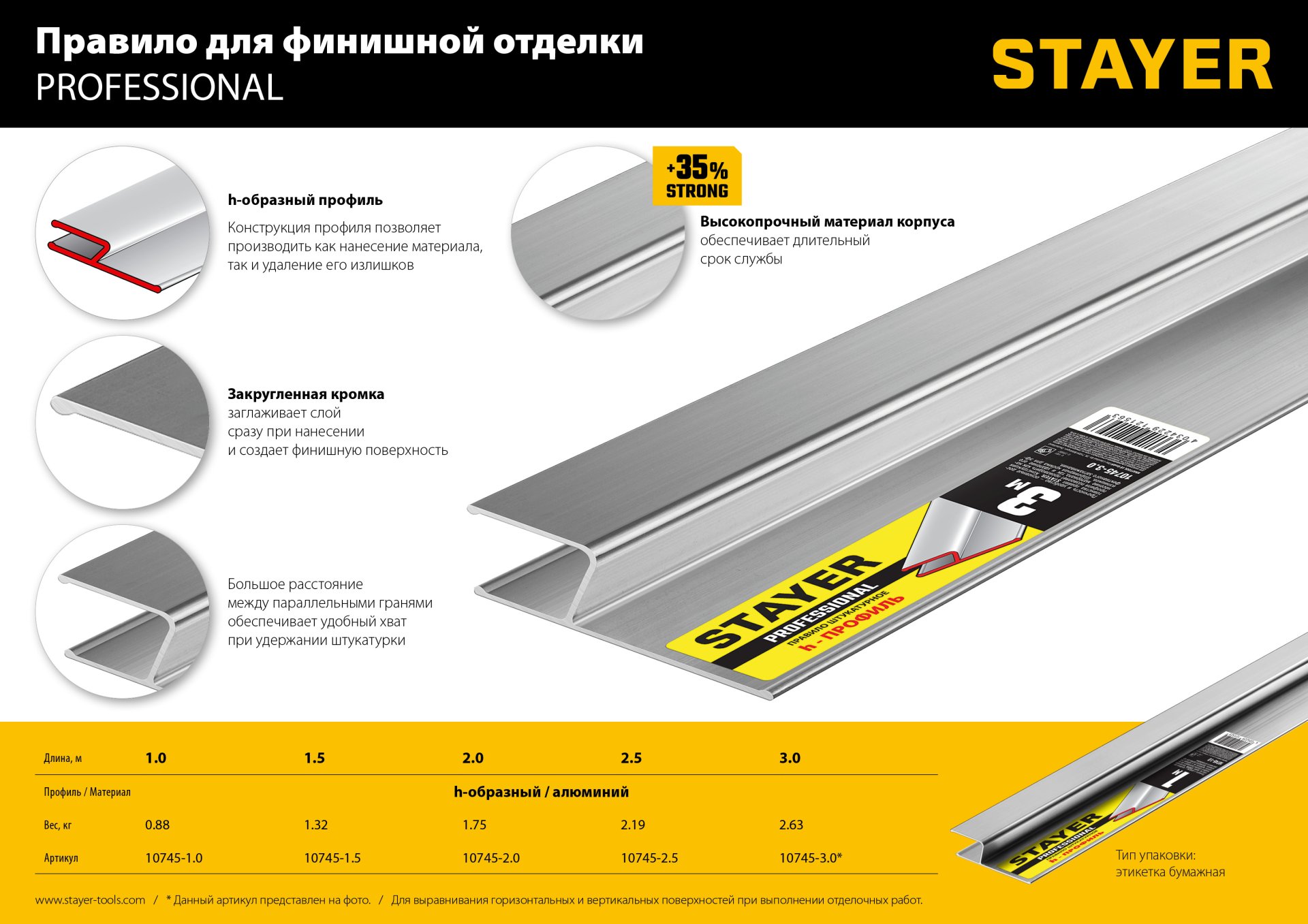 STAYER 2 м, Правило штукатурное, Professional (10745-2.0) — фото 7