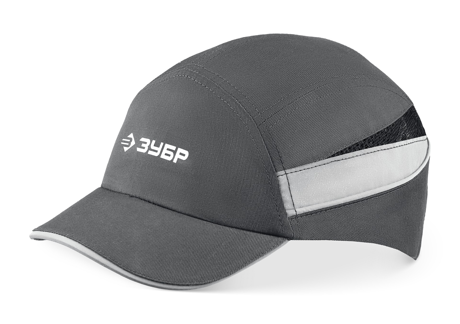 ЗУБР БИНОМ, серая, ударопрочный корпус, укороченный козырёк 55мм, размер от 54 до 59см, защитная каскетка, Профессионал (11097)