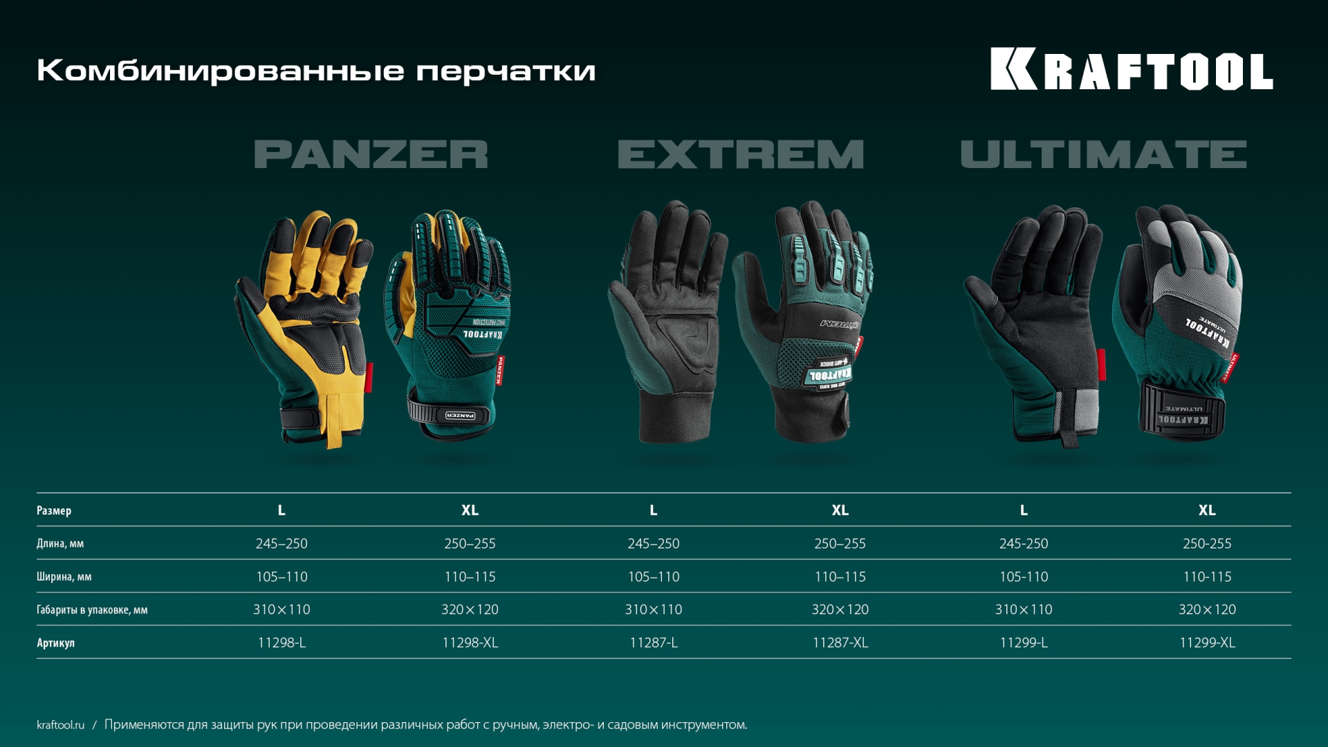 KRAFTOOL Extrem, L (9), профессиональные комбинированные перчатки, антивибрационные, противоударные (11287-L) — фото 9