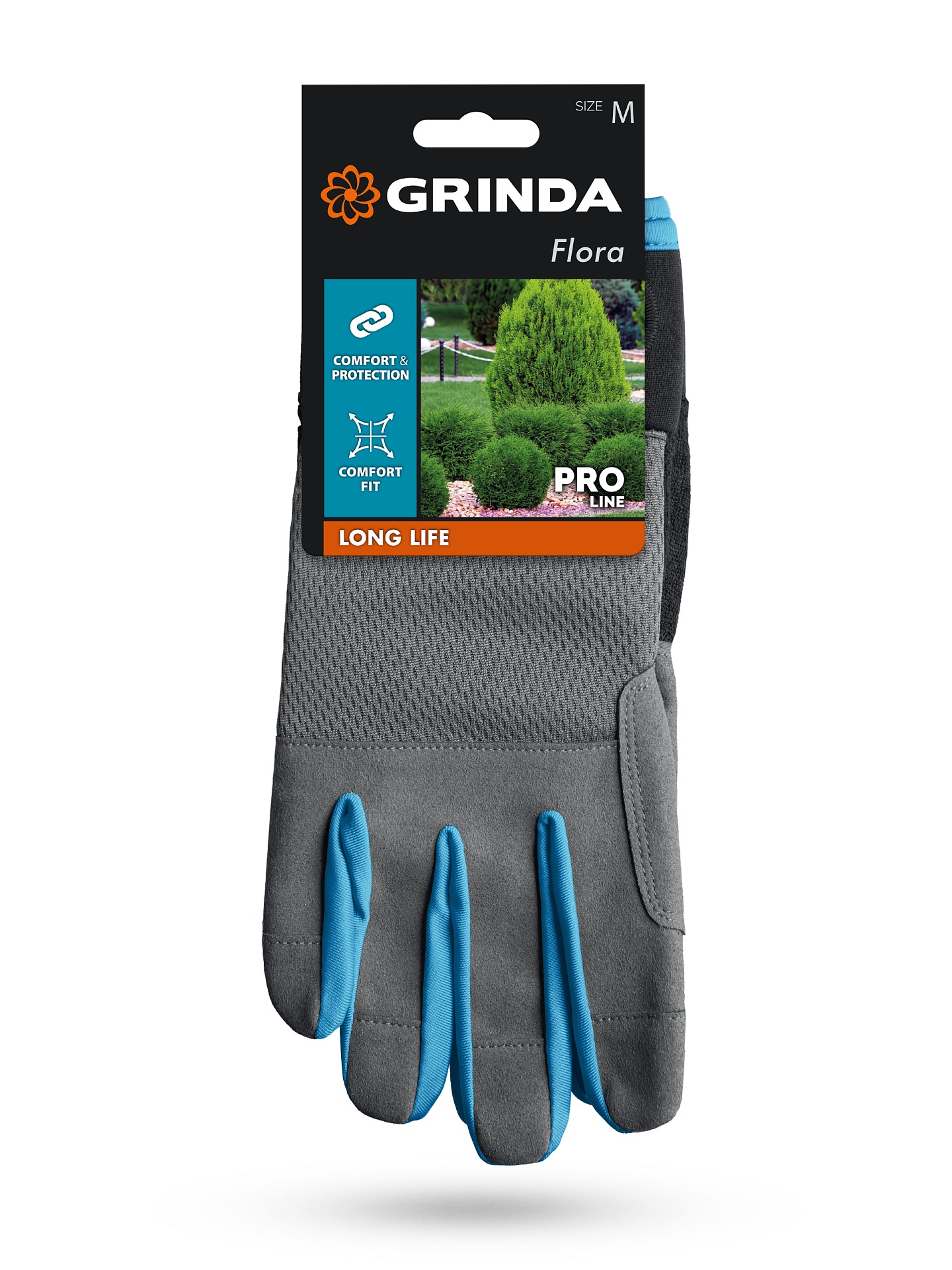 GRINDA FLORA, M (8), садовые перчатки из искусственной кожи с усиленным наладонником и кончиками пальцев, противоскользящие, PRO Line (1138-M) — фото 3