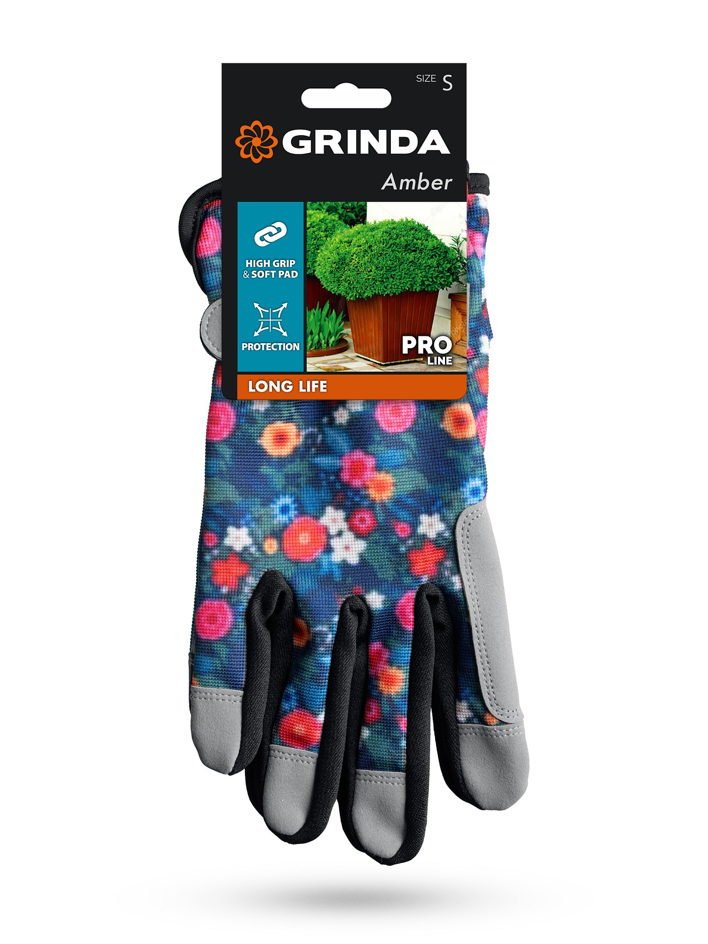 GRINDA AMBER, S (7), садовые перчатки из искусственной кожи с усиленным наладонником и кончиками пальцев, PRO Line (1139-S) — фото 3
