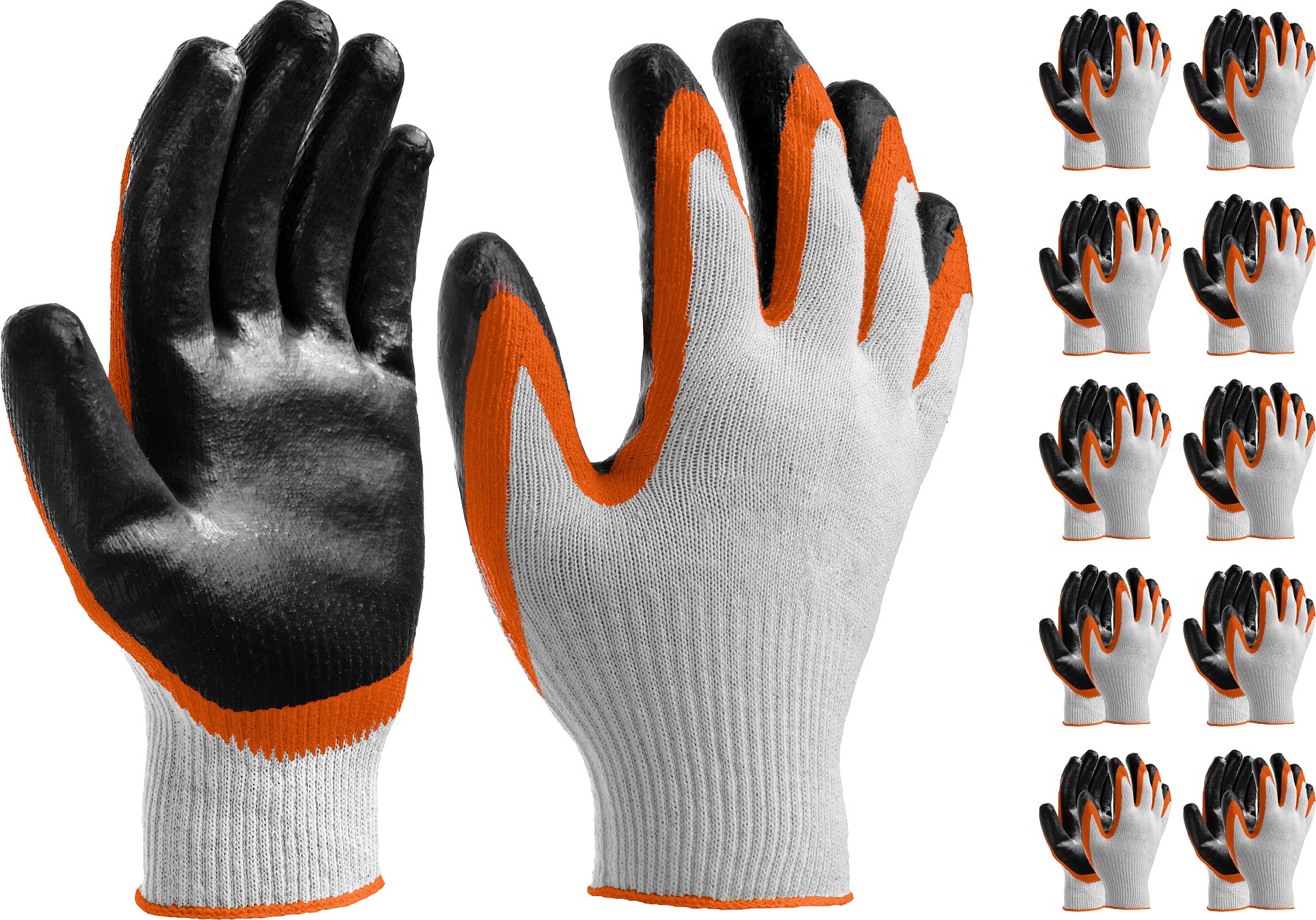 STAYER EXPERT-2, L-XL, х/б перчатки с двойным латексным обливом, повышенная износостойкость, 10 пар (11409-H10)