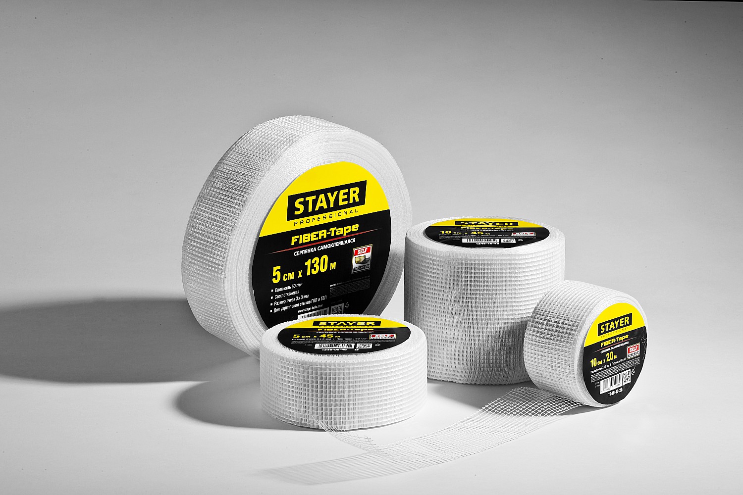STAYER FIBER-Tape, 5 см х 90 м, 3 х 3 мм, самоклеящаяся серпянка, Professional (1246-05-90) — фото 3