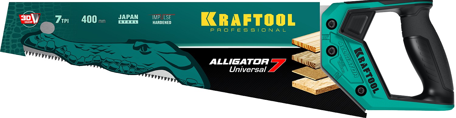 KRAFTOOL Alligator Universal 7, 400 мм, универсальная ножовка (15004-40) — фото 5