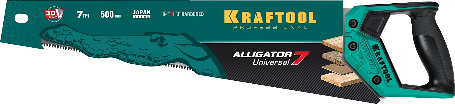 KRAFTOOL Alligator Universal 7, 500 мм, универсальная ножовка (15004-50) — фото 5