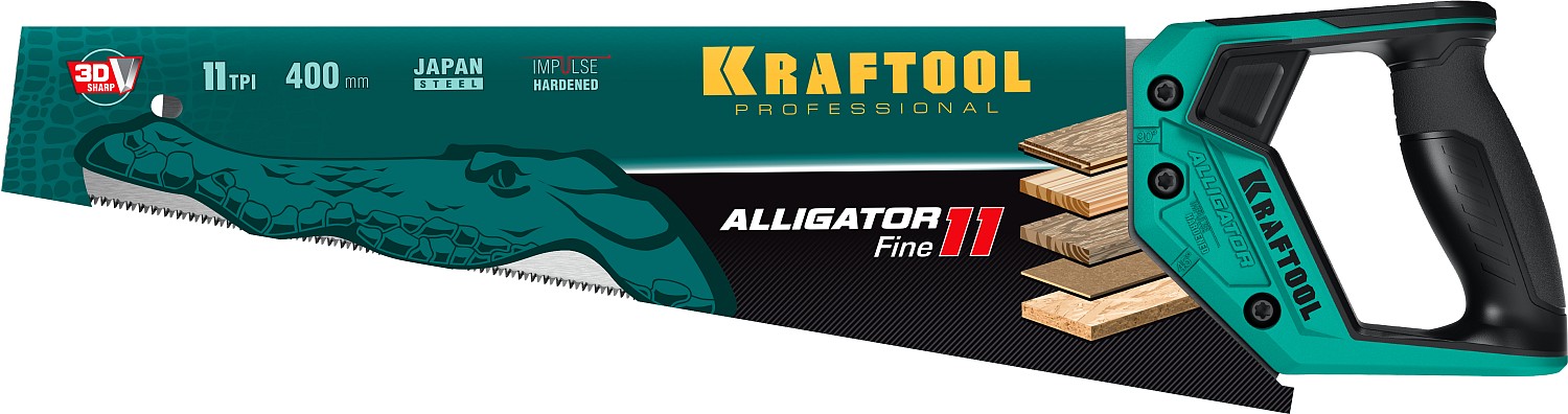 KRAFTOOL Alligator Fine 11, 400 мм, ножовка для точного реза (15203-40) — фото 6