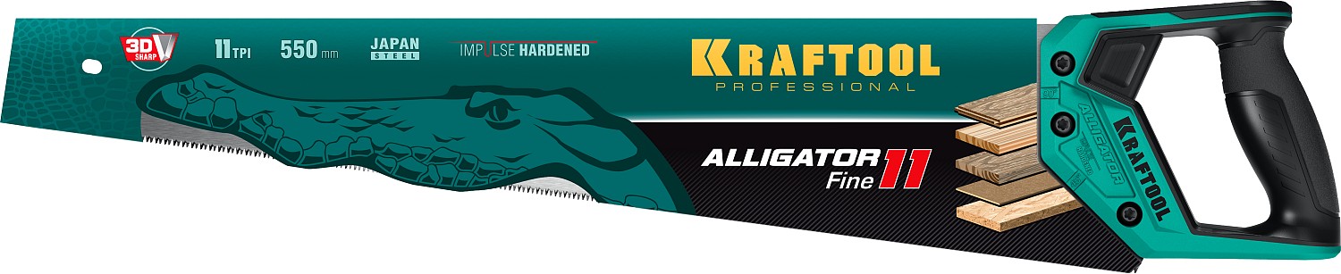 KRAFTOOL Alligator Fine 11, 550 мм, ножовка для точного реза (15203-55) — фото 6