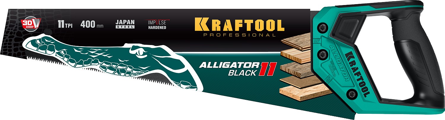 KRAFTOOL Alligator Black 11, 400 мм, ножовка для точного реза (15205-40) — фото 6