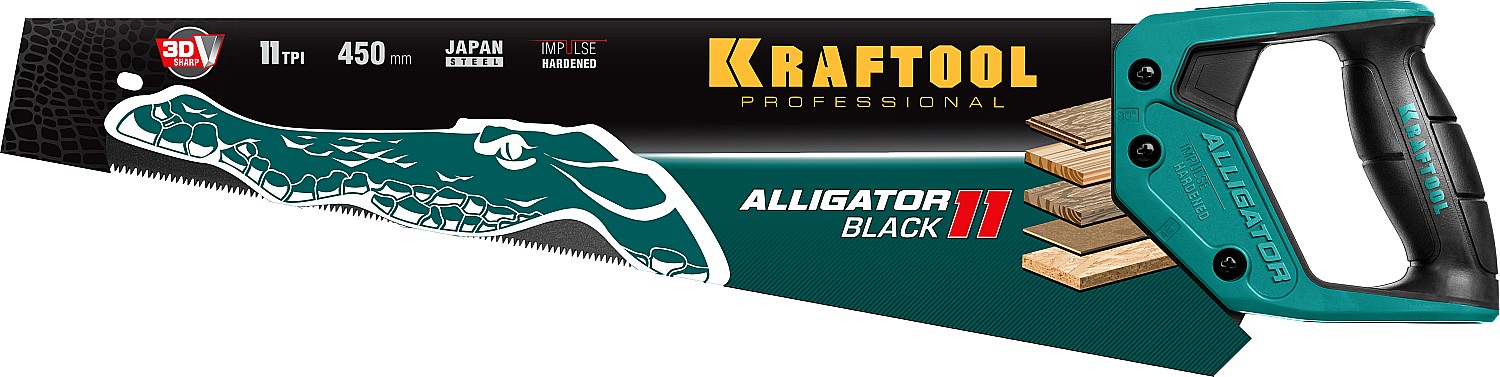 KRAFTOOL Alligator Black 11, 450 мм, ножовка для точного реза (15205-45) — фото 6
