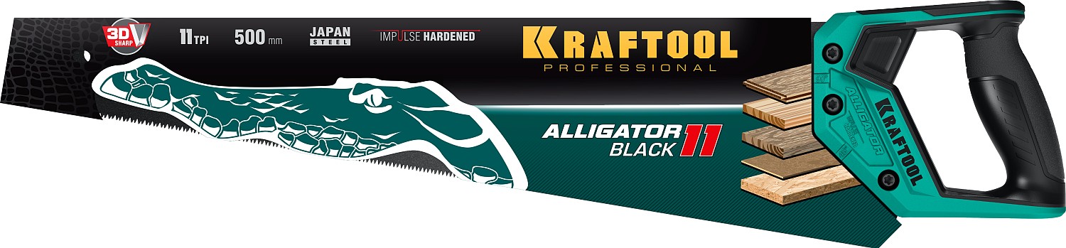 KRAFTOOL Alligator Black 11, 500 мм, ножовка для точного реза (15205-50) — фото 6
