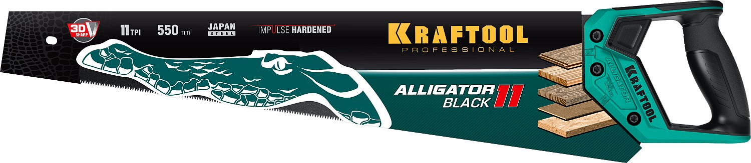 KRAFTOOL Alligator Black 11, 550 мм, ножовка для точного реза (15205-55) — фото 6