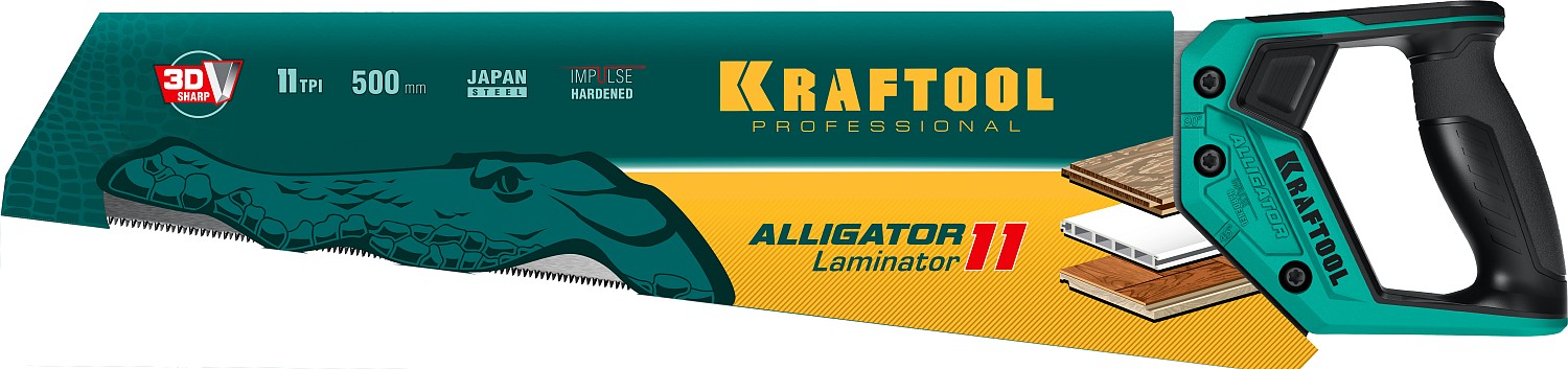 KRAFTOOL Alligator Laminator 11, 500 мм, ножовка по ламинату (15207) — фото 5