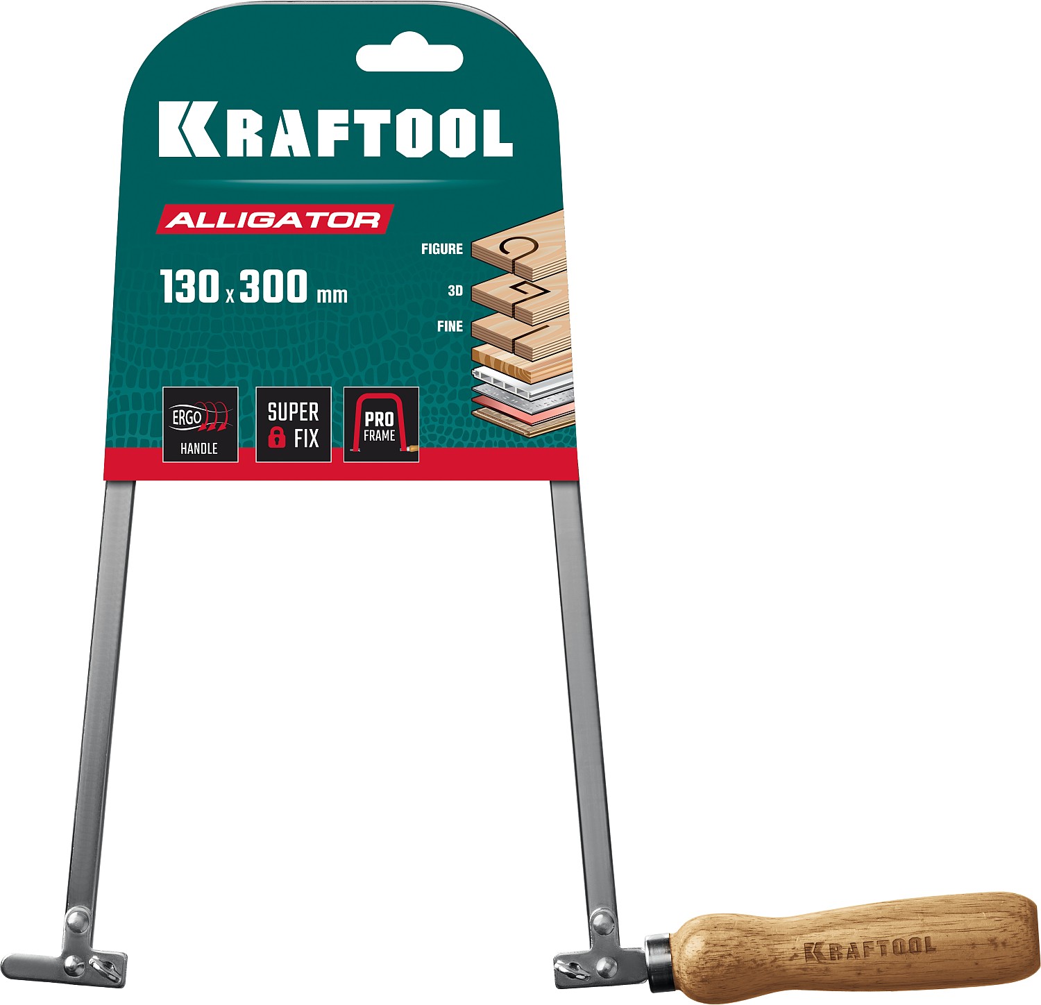 KRAFTOOL Aligator, 130 х 300 мм, ручной лобзик (15260) — фото 6