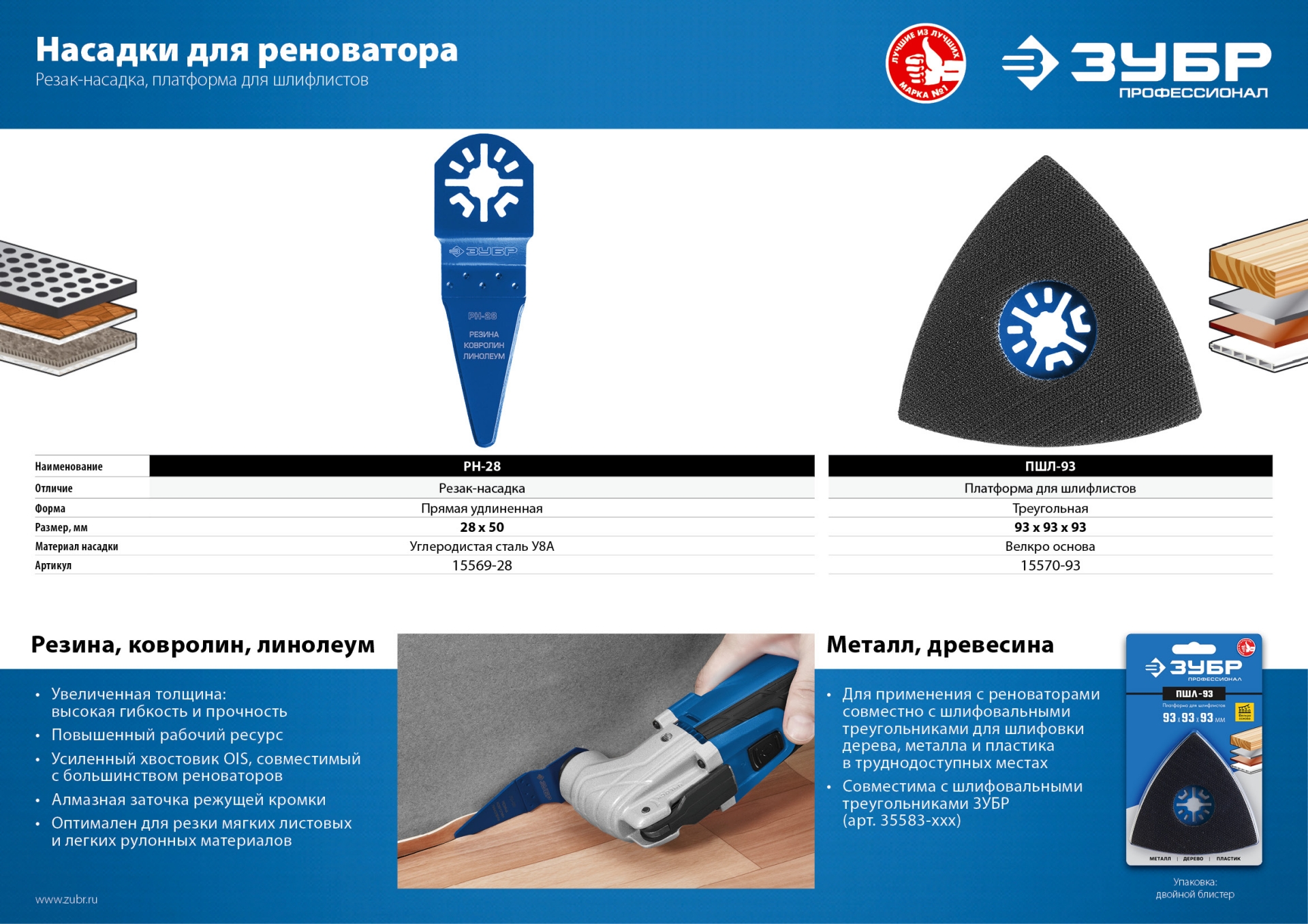 ЗУБР ПШЛ-93 UniLock, 93 х 93 х 93мм, OIS-хвост., платформа для шлифлистов, Профессионал (15570-93) — фото 4