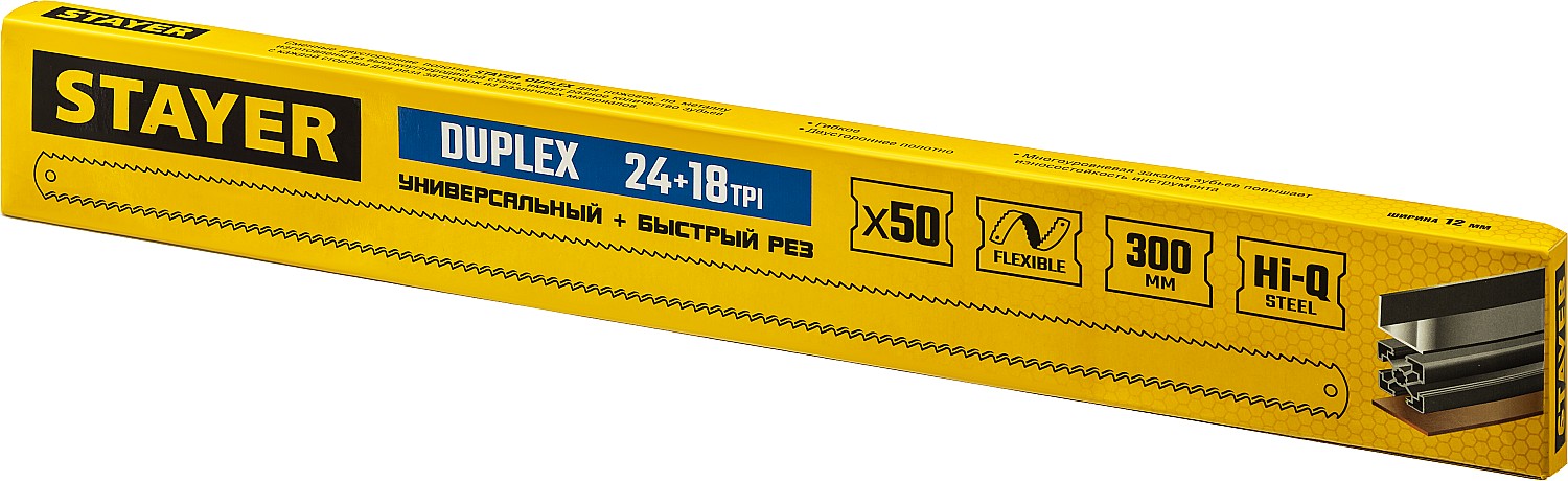 STAYER Duplex 24 + 18 TPI, 12 х 300 мм, 1 шт, коробка 50 шт, двустороннее полотно по металлу (1589-02) — фото 4