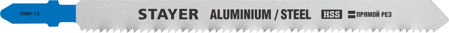 STAYER T318B, 2 шт, T-хвост., 110 мм / 1.8 мм, HSS сталь, по металлу 2-6 мм, по алюмин. профилям до 65 мм, полотна для лобзика (159951-1.8)