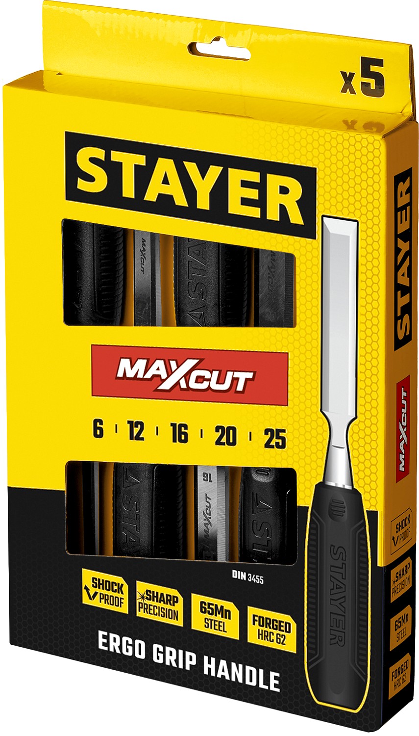 STAYER Max-Cut, 5 предм., набор стамесок (1820-H5) — фото 4