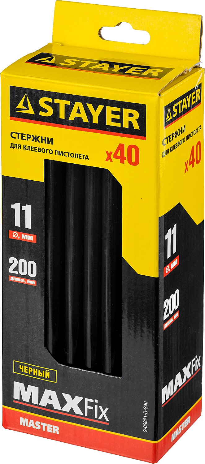 STAYER Black, чёрные, 11 х 200 мм, 40 шт, клеевые стержни, Professional (2-06821-D-S40) — фото 2