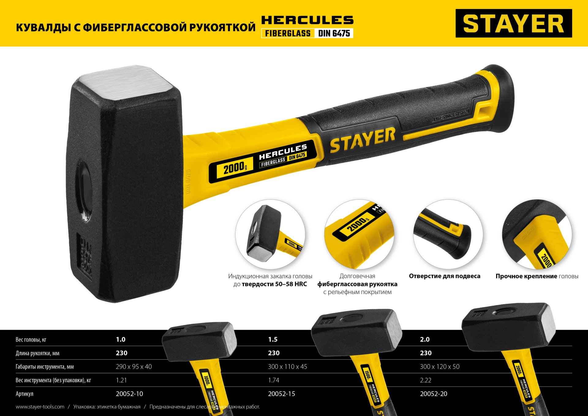 STAYER Hercules, 1.5 кг, кувалда, Professional (20052-15) — фото 6