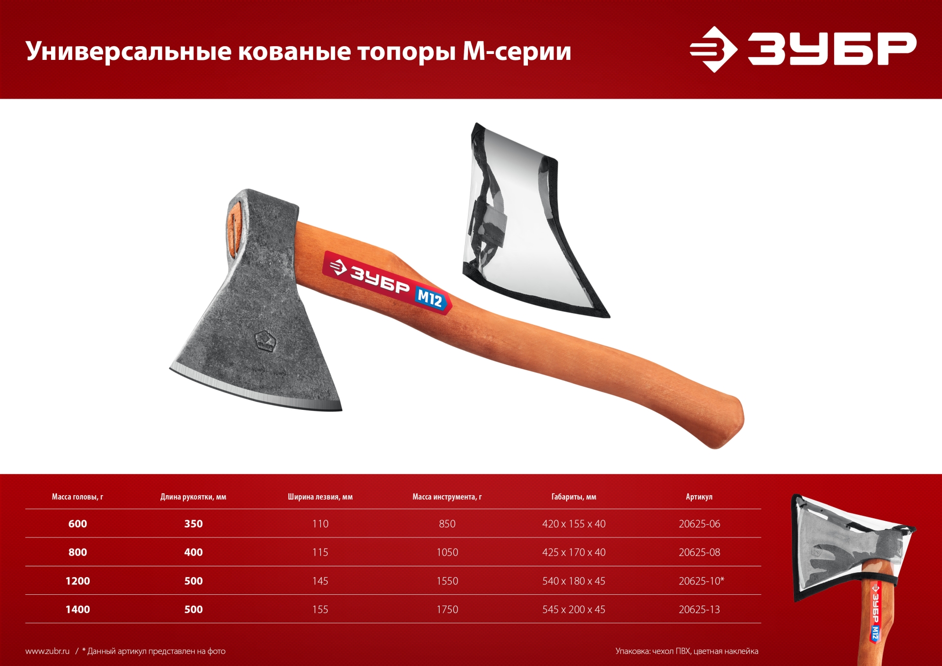 ЗУБР 1400/1750 г, 500 мм, универсальный кованый топор (20625-13) — фото 8
