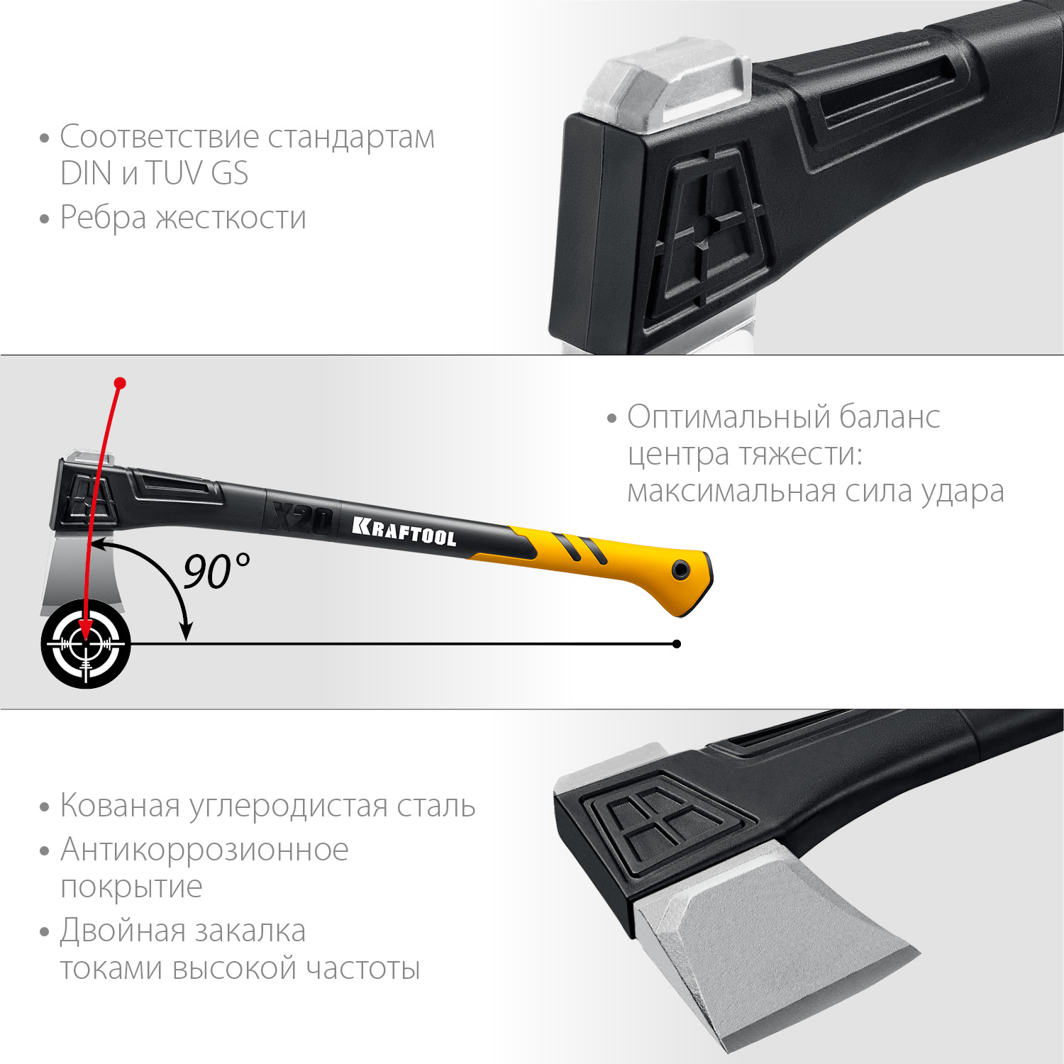 KRAFTOOL X20, 1300/2120 г, 710 мм, в чехле, топор-колун (20660-20) — фото 4