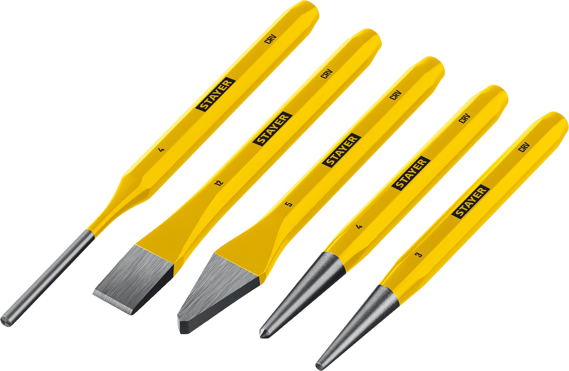 STAYER Hercules, 5 предметов, набор зубил и кернеров в пластиковом держателе, Professional (21077-H5)