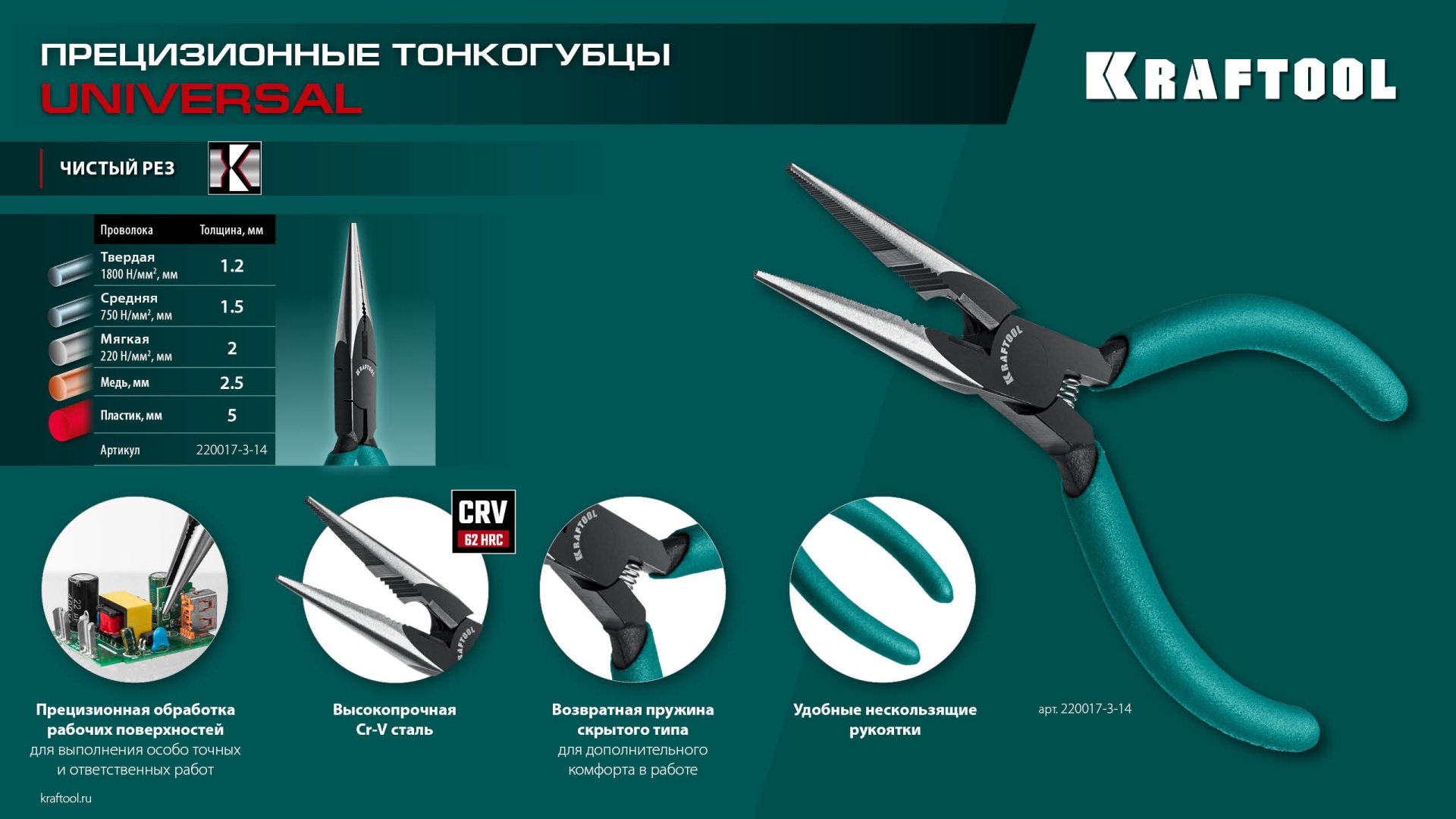 KRAFTOOL Kraft Mini, 140 мм, прецизионные тонкогубцы (220017-3-14) — фото 13