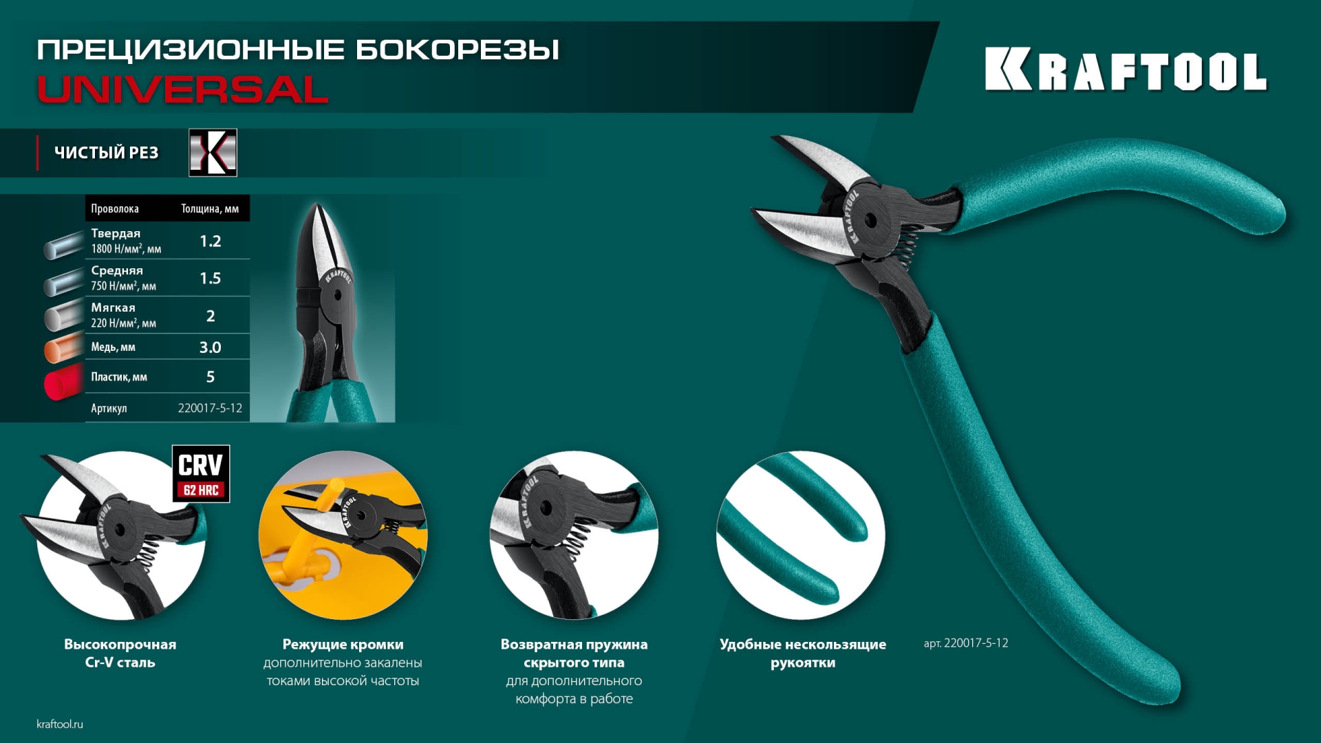 KRAFTOOL Kraft Mini, 130 мм, прецизионные бокорезы (220017-5-12) — фото 14
