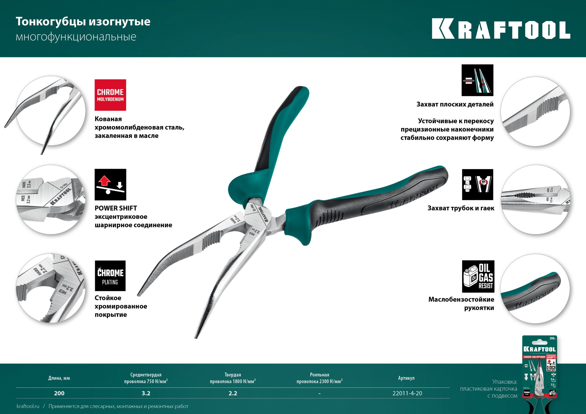 KRAFTOOL 200 мм, изогнутые тонкогубцы (22011-4-20) — фото 12