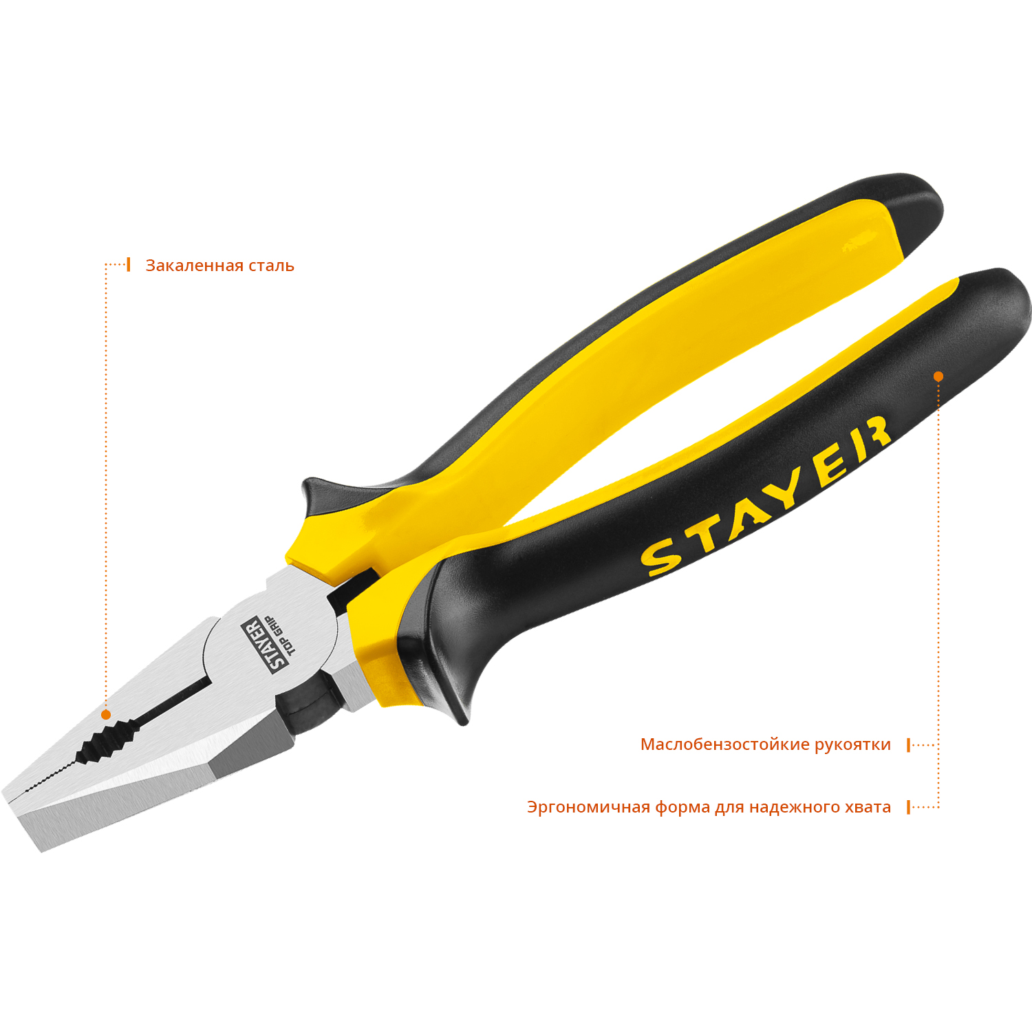STAYER TOPGrip, 200 мм, комбинированные плоскогубцы (2205-1-20) — фото 2