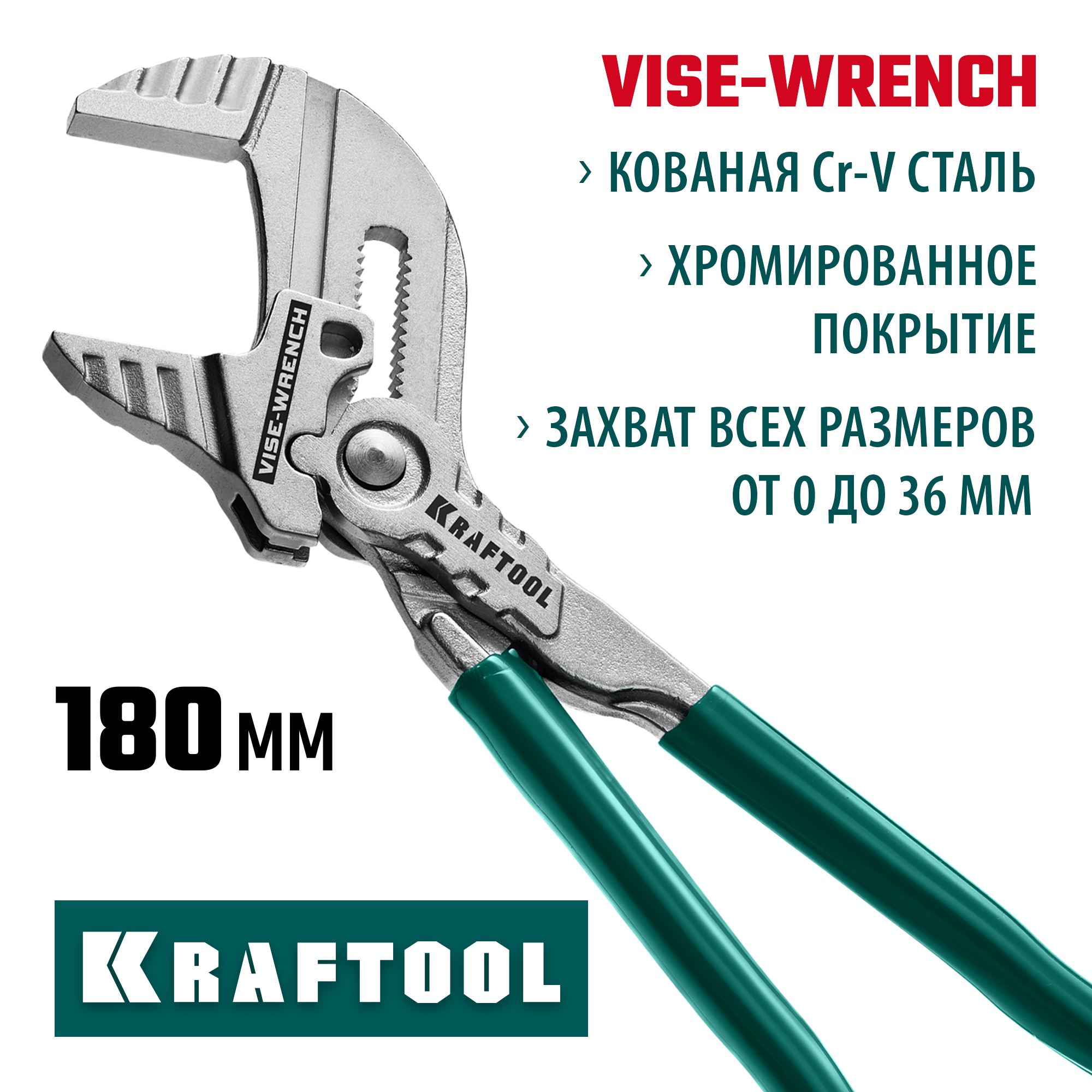 KRAFTOOL Vise-Wrench, 180 мм, клещи переставные-гаечный ключ (22063) — фото 2